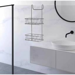 EONLION GREY Shower Screen Caddy Plastic Coated Non Rusty - thumbnail 1