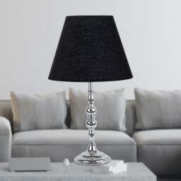 First Choice Lighting Black Cotton 20cm Diameter Tapered Fabric Lamp Shade - thumbnail 5