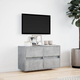 Berkfield Home TV Wall Cabinet with LED Lights Concrete Grey 80x31x45 cm - Size: 80 x 31 x 45 cm - thumbnail 4