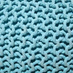 Wyld and Coco Light Blue Knitted Pouf Ottoman 40 x 25 cm - Cotton Knit Footstool - thumbnail 6
