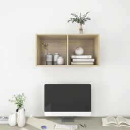 Berkfield Home Wall-mounted TV Cabinet Sonoma Oak 37x37x72 cm Engineered Wood in Brown - Size: 37 x 37 x 72 cm - thumbnail 6