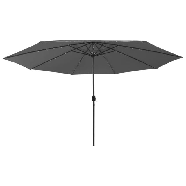 Berkfield Home Outdoor Parasol with LED Lights & Metal Pole 400 cm Anthracite in Black - image 1