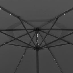 Berkfield Home Outdoor Parasol with LED Lights & Metal Pole 400 cm Anthracite in Black - thumbnail 4