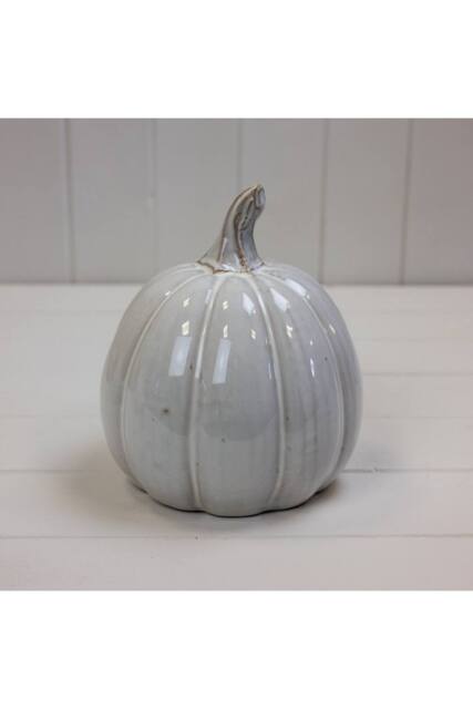 KDMD White Glazed Ceramic Pumpkin - 17mm in Light Grey - image 1