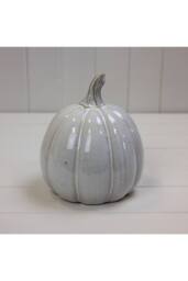 KDMD White Glazed Ceramic Pumpkin - 17mm in Light Grey - thumbnail 1
