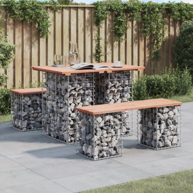 Berkfield Home Garden Bench Gabion Design 100x70x72 cm Solid Wood Douglas in Brown - Size: 100 x 70 x 72 cm - image 1