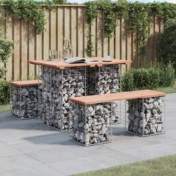 Berkfield Home Garden Bench Gabion Design 100x70x72 cm Solid Wood Douglas in Brown - Size: 100 x 70 x 72 cm - thumbnail 1