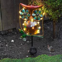 Globrite Owl Wind Spinner with 15 LED Solar Lights - Outdoor Garden Ornaments - thumbnail 2