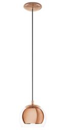 Loops Pendant Ceiling Light Copper Coloured Steel Shade Clear Glass Bulb E27 1x40W - thumbnail 4