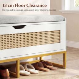 Costway Rattan Storage Chest Modern Hidden Storage Entryway Furniture in White - thumbnail 7
