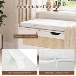 Costway Rattan Storage Chest Modern Hidden Storage Entryway Furniture in White - thumbnail 8