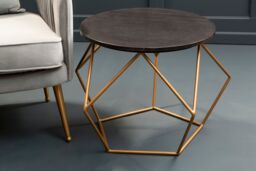 Orsina Round Black Marble Coffee Table with Gold Finish Frame, Sleek Black Marble Top on Geometric Gold Metal Base - thumbnail 4