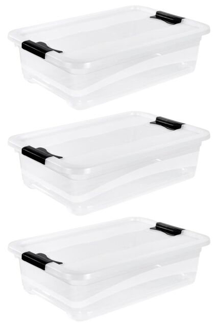 Keeeper Set of 3 Storage Crystal-Box 28 Litre with Lid - Transparent in Clear - image 1