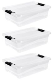 Keeeper Set of 3 Storage Crystal-Box 28 Litre with Lid - Transparent in Clear - thumbnail 1