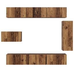 Berkfield Home TV Cabinet Set 8 pcs Old wood 30.5 x 30 x 90 cm Engineered wood in Brown - thumbnail 7