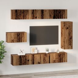 Berkfield Home TV Cabinet Set 8 pcs Old wood 30.5 x 30 x 90 cm Engineered wood in Brown - thumbnail 4