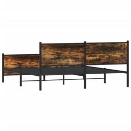 Berkfield Home Metal Bed Frame without Mattress Smoked Oak 200x200 cm in Brown - thumbnail 7