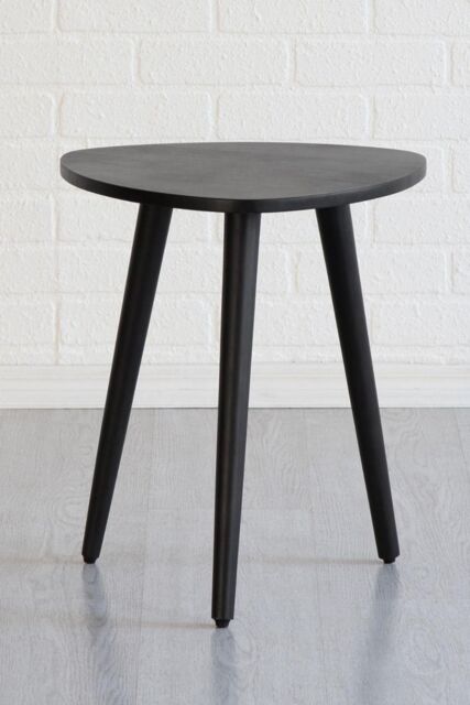 MH London Triangle Solid Mango Wood Side Table, Bedside End Table - Tora in Black - image 1