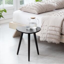 MH London Triangle Solid Mango Wood Side Table, Bedside End Table - Tora in Black - thumbnail 2
