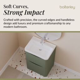 Balterley Floor Standing 2 Drawer Bathroom Vanity Unit & Basin, Green, 550mm in Green - thumbnail 6