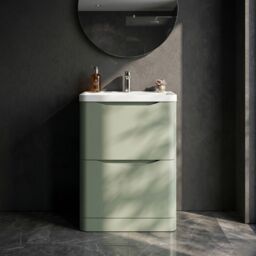 Balterley Floor Standing 2 Drawer Bathroom Vanity Unit & Basin, Green, 550mm in Green - thumbnail 9