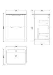 Balterley Floor Standing 2 Drawer Bathroom Vanity Unit & Basin, Green, 550mm in Green - thumbnail 8