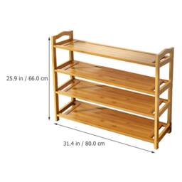 SPETLEK Bamboo Tiered Shoe Rack Storage Slatted 4-Tier in Natural - Size: 0.6m2 - thumbnail 2