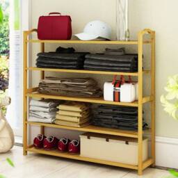 SPETLEK Bamboo Tiered Shoe Rack Storage Slatted 4-Tier in Natural - Size: 0.6m2 - thumbnail 3