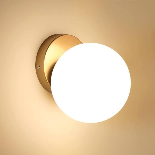 COMELY Modern Wall Lights, E27 Ball Wall Lights, 15 cm Glass Shade, Gold - image 1