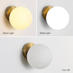 COMELY Modern Wall Lights, E27 Ball Wall Lights, 15 cm Glass Shade, Gold - thumbnail 9