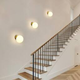 COMELY Modern Wall Lights, E27 Ball Wall Lights, 15 cm Glass Shade, Gold - thumbnail 6