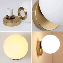COMELY Modern Wall Lights, E27 Ball Wall Lights, 15 cm Glass Shade, Gold - thumbnail 8