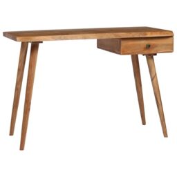 Berkfield Home Writing Table Solid Acacia Wood 110x50x76 cm in Brown - Size: 110 x 50 x 76 cm - thumbnail 4