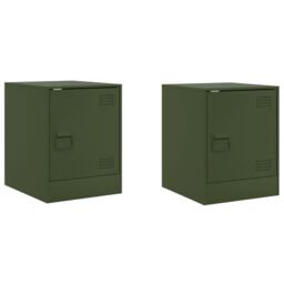Berkfield Home Bedside Cabinets 2 pcs Olive Green 34.5x39x44 cm Steel - thumbnail 2