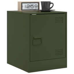 Berkfield Home Bedside Cabinets 2 pcs Olive Green 34.5x39x44 cm Steel - thumbnail 3