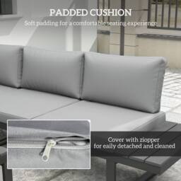 OUTSUNNY 4 PCs Garden Set w/ 5-Level Recline Corner Conversation Sofa Set in Black - thumbnail 6