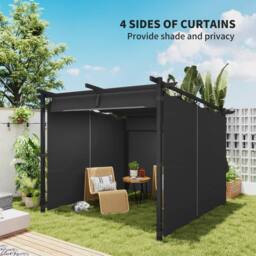 OUTSUNNY 3 x 3(m) Metal Pergola with Retractable Roof & Sidewalls, Grey in Dark Grey - thumbnail 5