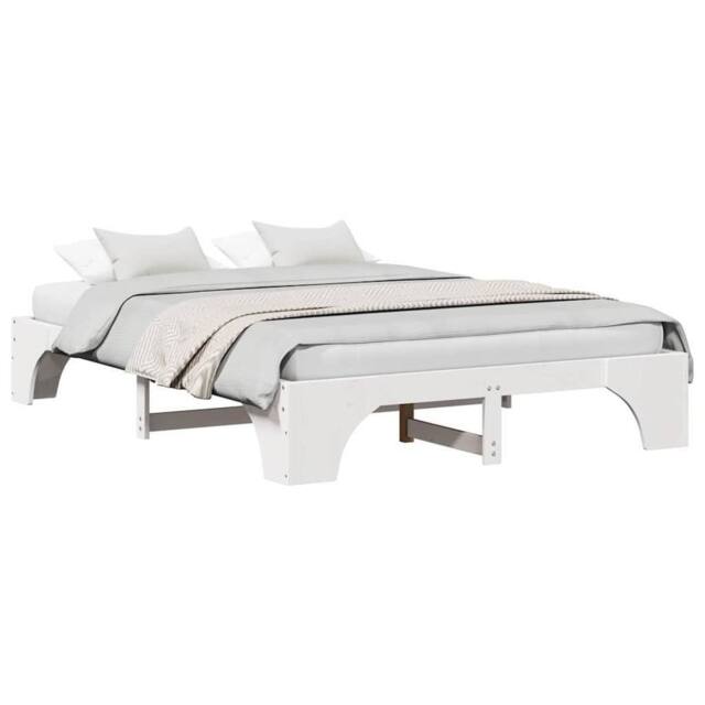 Berkfield Home White Bed Frame White Wood 140 x 200 cm Minimalistic - image 1