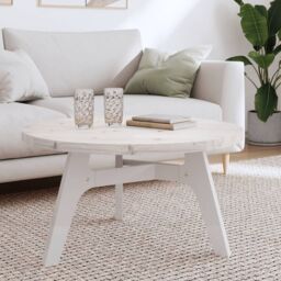 Berkfield Home Table Top Round White Ã˜80x3 cm Solid Wood Pine - Size: 80x3 cm - thumbnail 1