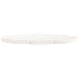 Berkfield Home Table Top Round White Ã˜80x3 cm Solid Wood Pine - Size: 80x3 cm - thumbnail 3