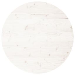 Berkfield Home Table Top Round White Ã˜80x3 cm Solid Wood Pine - Size: 80x3 cm - thumbnail 2