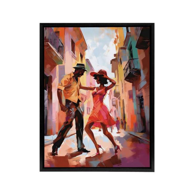 "Artery8 Salsa Street Dance Mambo Colourful Framed Canvas Wall Art Print - Size: W12"" x H16""" - image 1