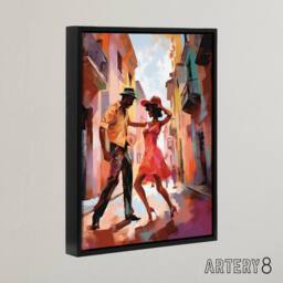 "Artery8 Salsa Street Dance Mambo Colourful Framed Canvas Wall Art Print - Size: W12"" x H16""" - thumbnail 2