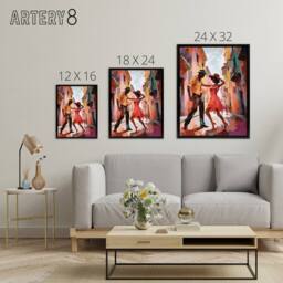 "Artery8 Salsa Street Dance Mambo Colourful Framed Canvas Wall Art Print - Size: W12"" x H16""" - thumbnail 4