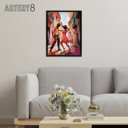 "Artery8 Salsa Street Dance Mambo Colourful Framed Canvas Wall Art Print - Size: W12"" x H16""" - thumbnail 3