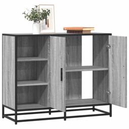 Berkfield Home Sideboard Grey Sonoma 92x35x76 cm Engineered Wood - Size: 92 x 35 x 76 cm - thumbnail 2