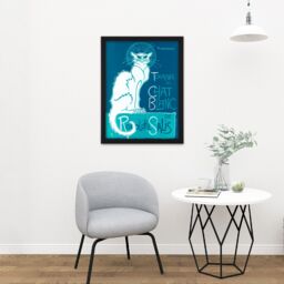 "Artery8 Wall Art Print Le Chat Blanc De Rodolphe Salis White Black Cat Large Framed Wall Décor Art in Brown - Size: W18"" x H24""" - thumbnail 2