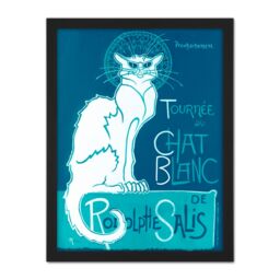 "Artery8 Wall Art Print Le Chat Blanc De Rodolphe Salis White Black Cat Large Framed Wall Décor Art in Brown - Size: W18"" x H24""" - thumbnail 1
