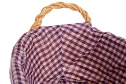 Orsina Oblong Basket With Purple Gingham Lining, Handwoven Natural Wicker For Bread, Fruit, Lightweight Storage - thumbnail 4