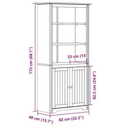 Berkfield Home Bookcase BODO Grey 80x40x172 cm Solid Wood Pine - Size: 80 x 40 x 172 cm - thumbnail 8